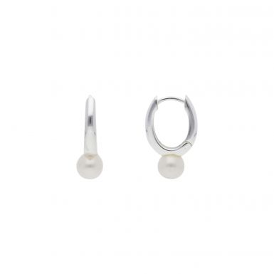 New Sterling Silver Freshwater Pearl Huggie Hoop Earrings