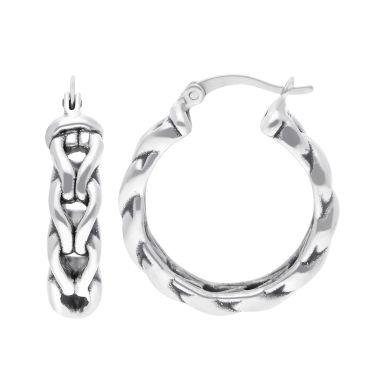 New Sterling Silver Chunky Chain Hoop Earrings