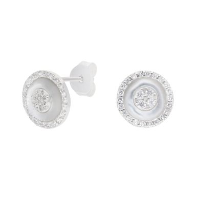 New sterling Silver Round Cubic Zirconia Stud Earrings