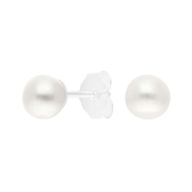 New Sterling Silver 5mm Fresh Water Cultured Pearl Stud Earrings