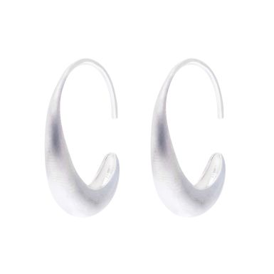 New Sterling Silver Satin Effect Hook Through Hoop Earrings