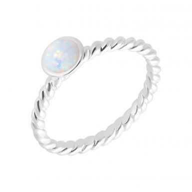 New Sterling Silver Cultured Opal Stacking Dress Ring