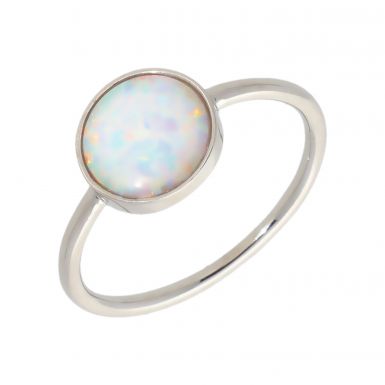 New Sterling Silver Synthetic Opal Ring