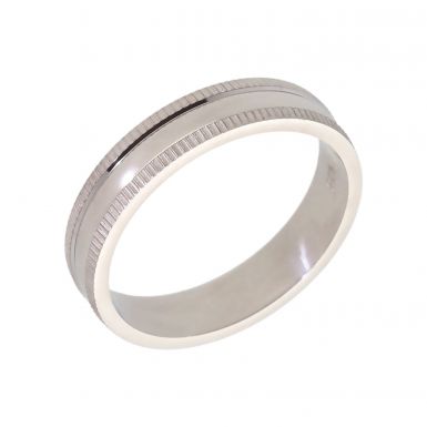 New Sterling Silver 5mm Patterned Edge Wedding Ring
