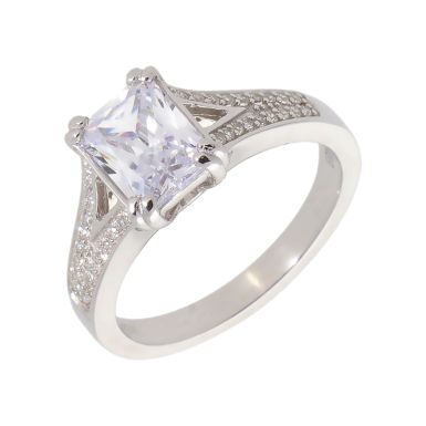 New Sterling Silver Cubic Zirconia Solitaire Dress Ring