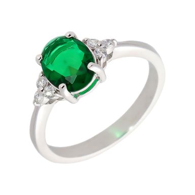 New Sterling Silver Green & Clear Cubic Zirconia Dress Ring
