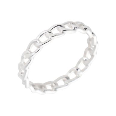 New Sterling Silver Curb Chain Link Ladies Ring