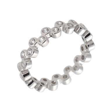 New Sterling Silver Cubic Zirconia Set Bubble Band Ring