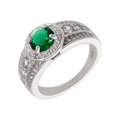 New Sterling Silver Green Cubic Zirconia Dress Ring