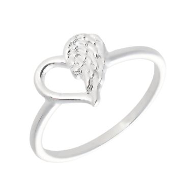 New Sterling Silver Heart & Wing Ring