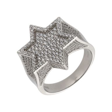 New Sterling Silver Cubic Zirconia Large Star Ring