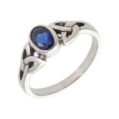 New Sterling Silver Blue Cubic Zirconia Celtic Pattern Ring