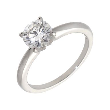 New Sterling Silver Moissanite Solitaire Ring