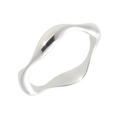 New Sterling Silver Fluid Wave Band Ring