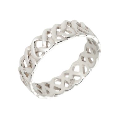 New Sterling Silver Entwined Hearts Band Ring