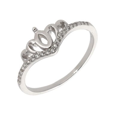 New Sterling Silver Cubic Zirconia Tiara Crown Ring