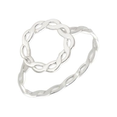 New Sterling Silver Twist Circle Ring