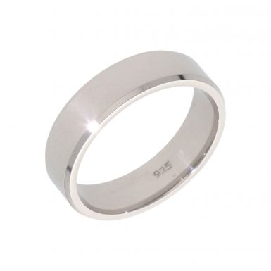 New Sterling Silver 6mm Bevelled Edge Wedding Ring