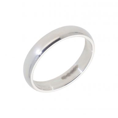 New Sterling Silver 4mm Court Wedding Ring