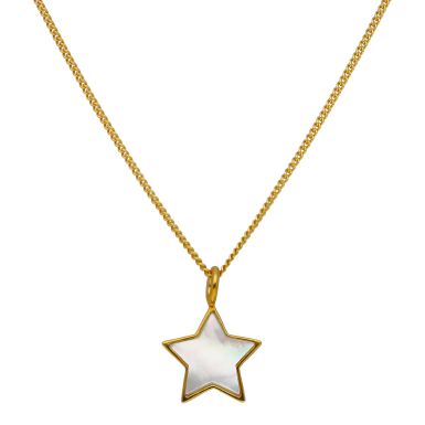 New Gold Plated Sterling Silver Mother Of Pearl Star Necklace