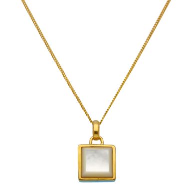 New Gold Plated Sterling Silver Mother Of Pearl 18" Necklace