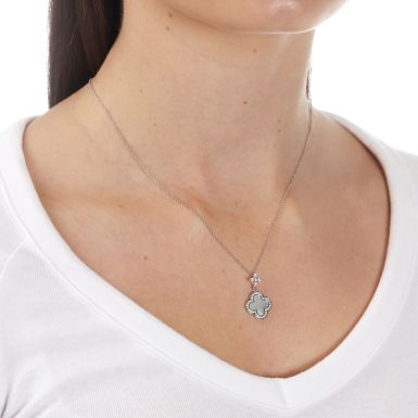 New Sterling Silver Mother Of Pearl & Gem Stone Petal Necklace