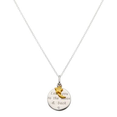 New Sterling Silver Love You To The Moon & Back Necklace