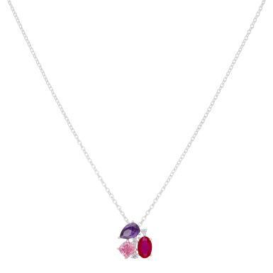 New Sterling Silver Multi-Colour Cubic Zirconia 16-17" Necklace
