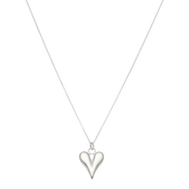 New Sterling Silver Polished Heart Pendant & 16-18" Necklace