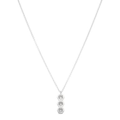 New Sterling Silver Cubic Zirconia Trilogy & 16-18" Necklace