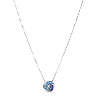 New Sterling Silver Cubic Zirconia Blue Knot Necklace