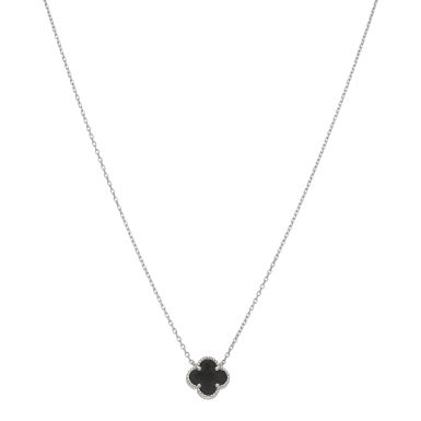New Sterling Silver Black Onyx Petal 17 - 19" Necklace