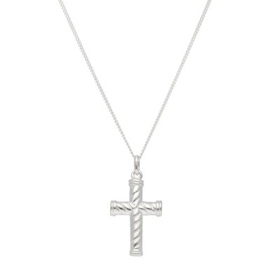 New Sterling Silver Twist Cross & 18" Chain Necklace