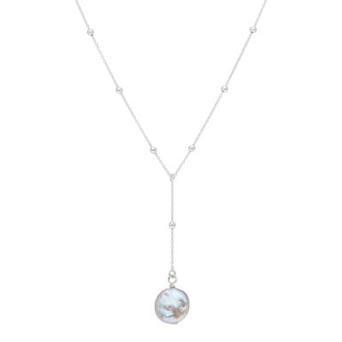 New Sterling Silver Freshwater Pearl Adjustable Y Necklace