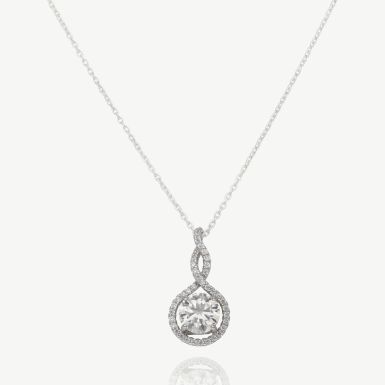 New Sterling Silver Moissanite & Cubic Zirconia & 18" Necklace