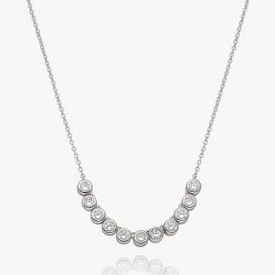 New Sterling Silver 17" Cubic Zirconia Necklace