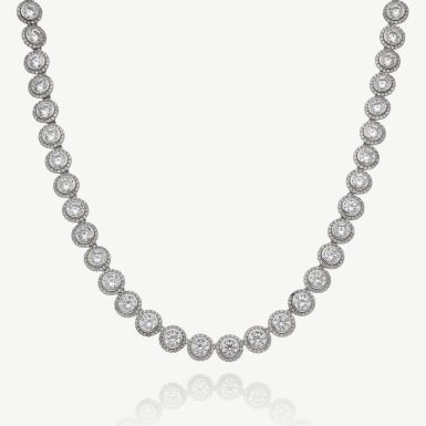 New Sterling Silver 17" Cubic Zirconia Necklace