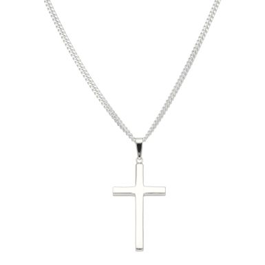 New Sterling Silver Cross Pendant & 24" Chain Necklace