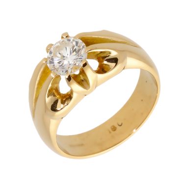 Pre-Owned 18ct Gold Gents 0.96ct Diamond Solitaire Signet Ring