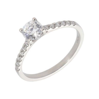 Pre-Owned 18ct Gold 1.00ct Diamond Solitaire & Shoulders Ring