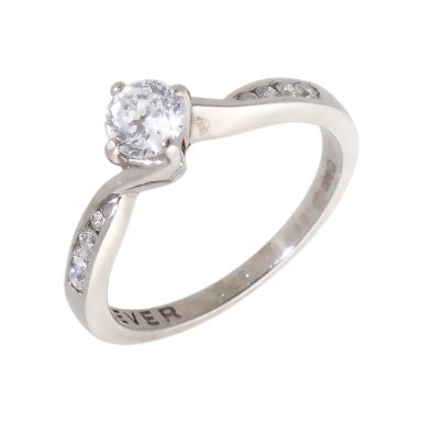 Pre-Owned Palladium 0.50ct Diamond Solitaire & Shoulders Ring