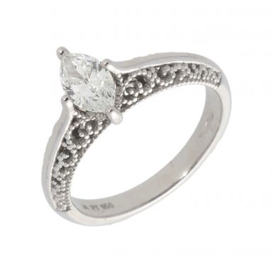 Pre-Owned Platinum 0.52 Carat Marquise Diamond Solitaire Ring