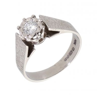 Pre-Owned 18ct White Gold Vintage Style Diamond Solitaire Ring
