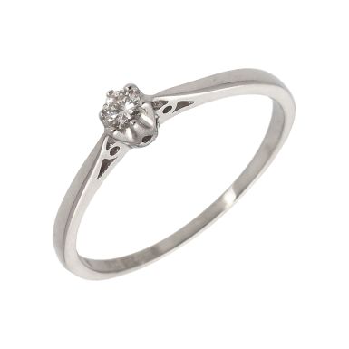 Pre-Owned 14ct White Gold 0.10 Carat Diamond Solitaire Ring