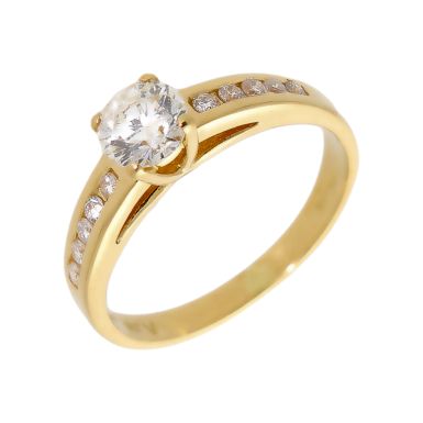 Pre-Owned 14ct Gold 0.73ct Diamond Solitaire & Shoulders Ring