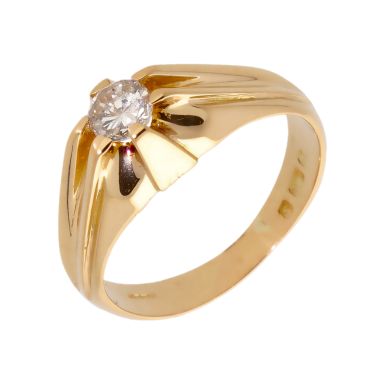 Pre-Owned 9ct Gold 0.48 Carat Diamond Solitaire Signet Ring