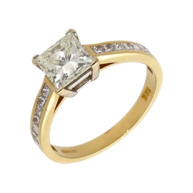 Pre-Owned 18ct Gold 1.01ct Princess Cut Diamond Solitaire Ring