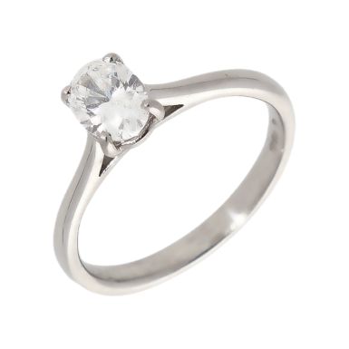 Pre-Owned 18ct White Gold 0.53 Carat Oval Diamond Solitaire Ring