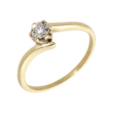 Pre-Owned 9ct Gold Illusion Set Diamond Solitaire Twist Ring