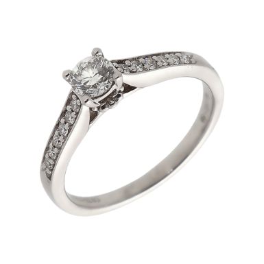 Pre-Owned 9ct Gold 0.31 Carat Diamond Solitaire & Shoulders Ring